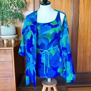 Vintage 60s Playsuit and Coverup Set by Honolulu Originals, Hawaiian Swimsuit